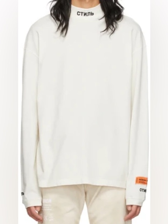 Heron Preston Other - Heron Preston Mock Neck Long Sleeve Shirt Men’s Small Off White Embroidered Logo